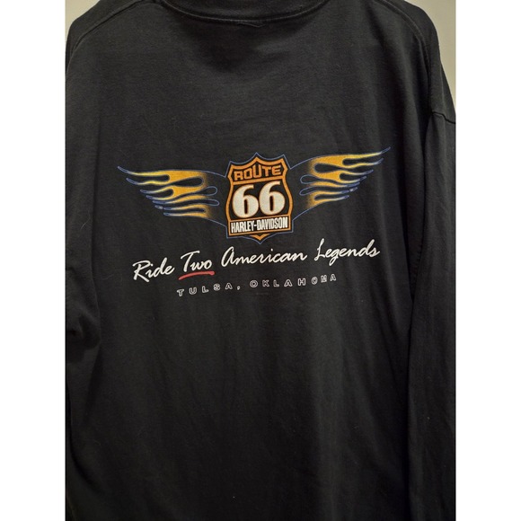 Harley Davidson Route 66 T Shirt Tulsa Oklahoma Graphic Tee Faded Men's Large - Picture 2 of 5